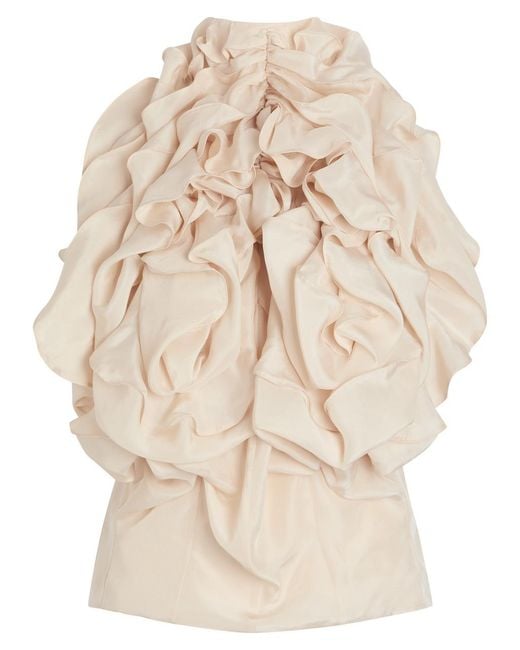 Maison Margiela Natural Ruffled Silk Top