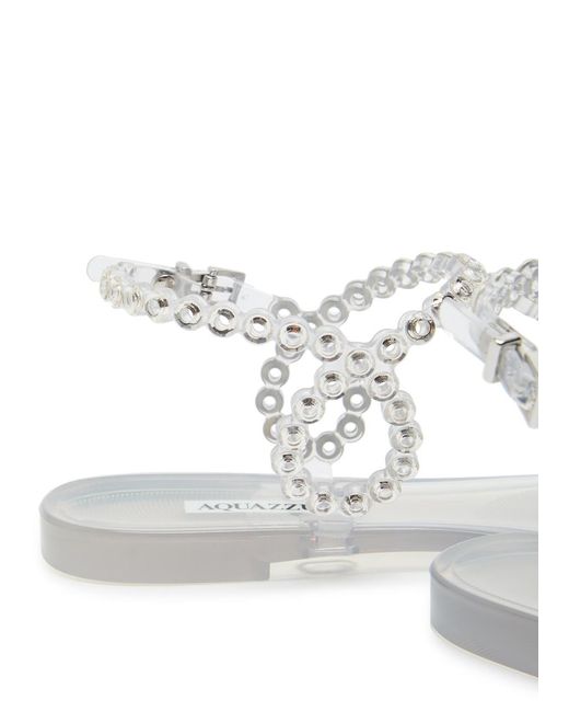 Aquazzura White Almost Bare Embellished Rubber Sandals
