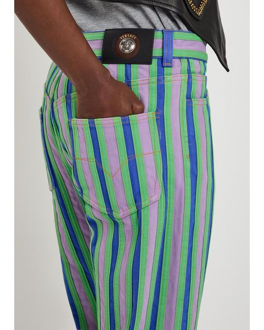 Versace Blue Striped Straight-Leg Jeans
