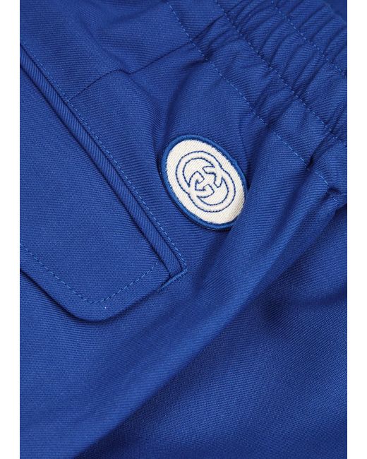Gucci Blue Wool And Mohair-blend Track Pants for men