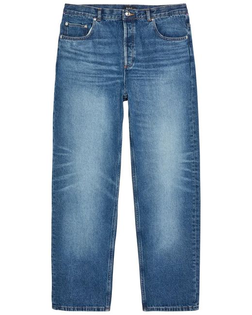 A.P.C. Blue Fairfax Washed Straight-Leg Jeans for men