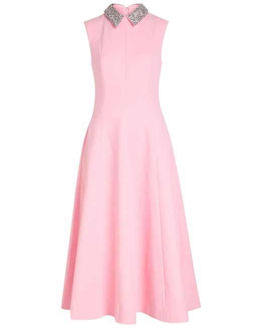 Rebecca Vallance Pink Isabella Embellished Crepe Midi Dress
