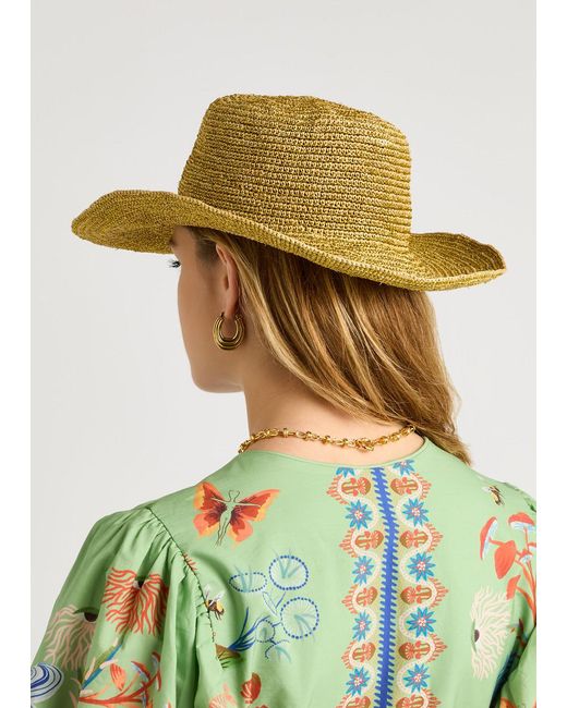 Sensi Studio Yellow Metallic Mouldable Straw Hat