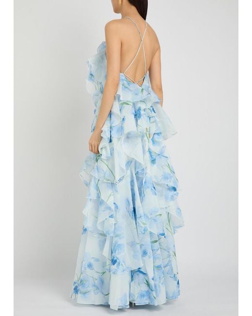 Aje. Blue Pandorea Ruffled Chiffon Maxi Dress