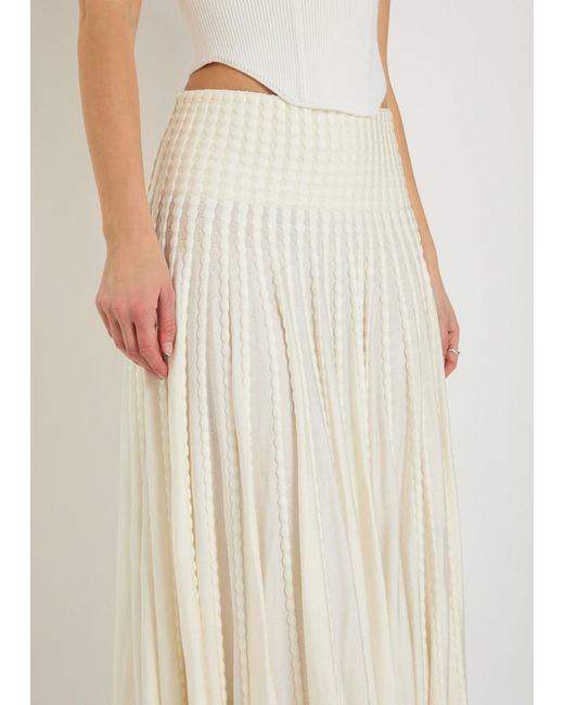 Alaïa Natural Textured Knit Midi Skirt