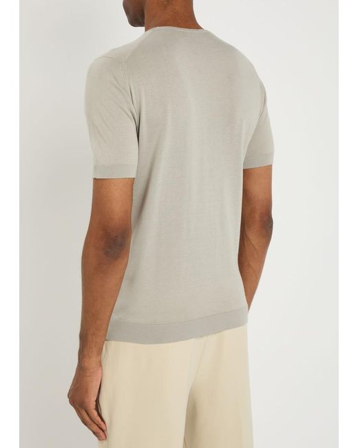 John Smedley Gray Belden Fine-Knit Cotton T-Shirt for men