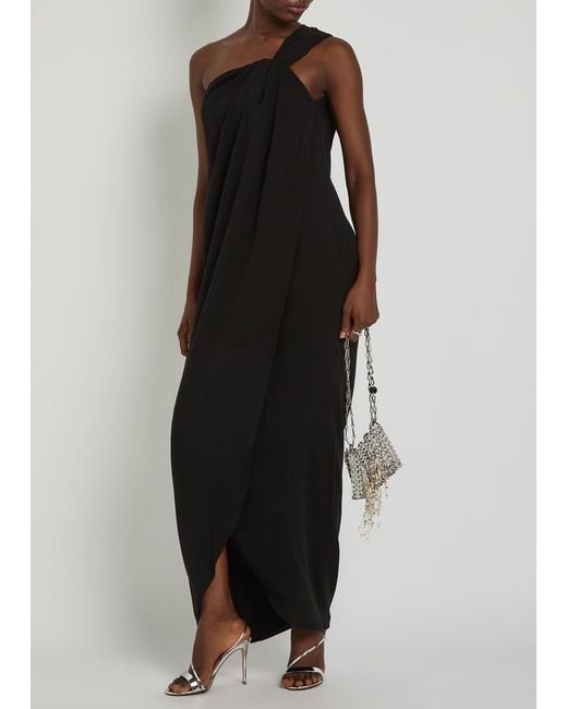 Ronny Kobo Black Xaden One-Shoulder Crepe Maxi Dress