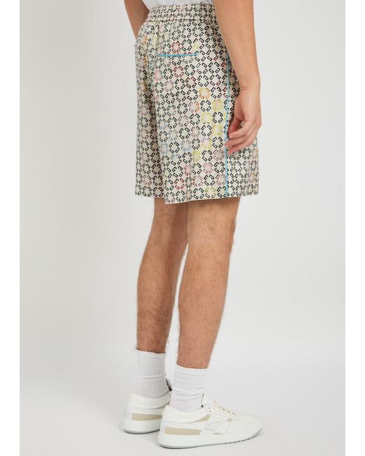 Givenchy White Logo-Intarsia Silk Pyjama Shorts for men