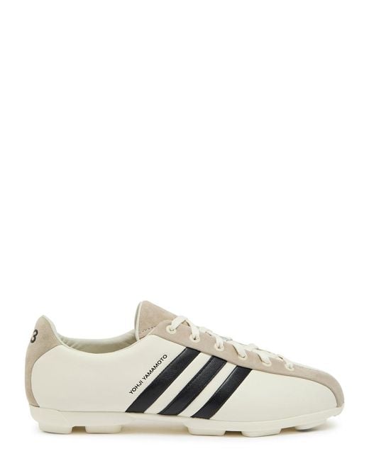 Y-3 White Panelled Leather Sneakers for men