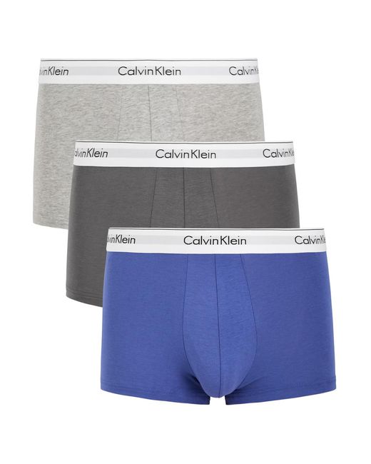 Calvin Klein White Logo Stretch-Cotton Trunks for men