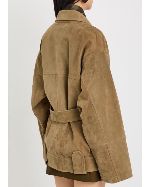 Khaite Natural Alder Belted Suede Jacket
