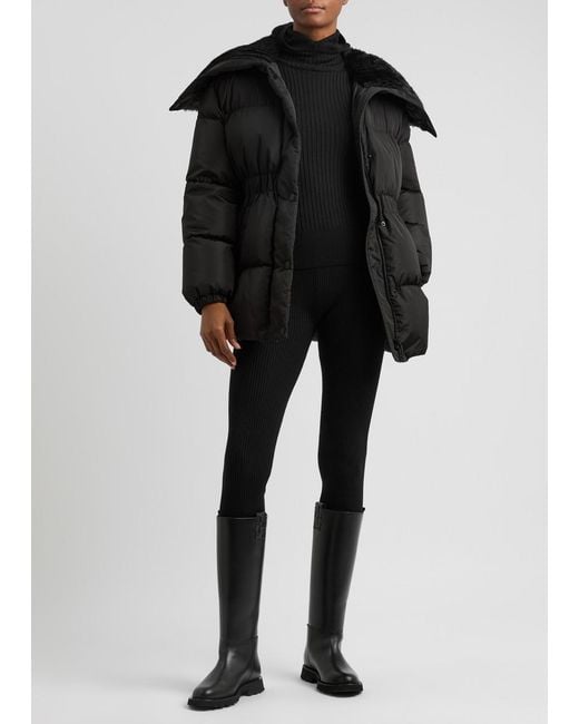 Moncler Black Ribbed Hooded Wool-Blend Jumper