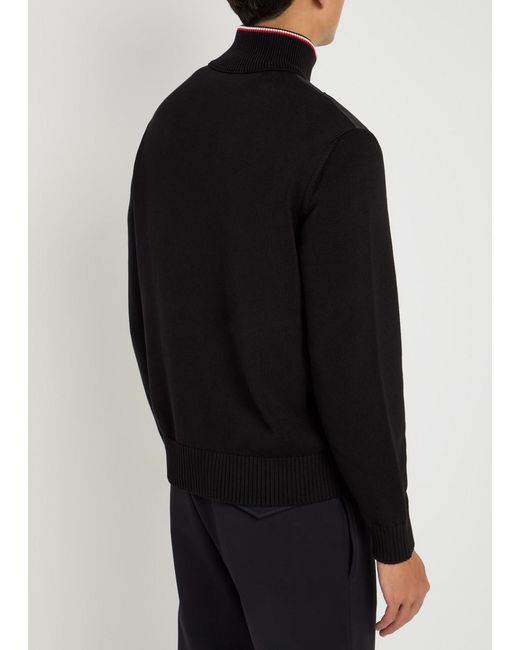 Moncler Black Quilted Shell And Knit Jacket for men