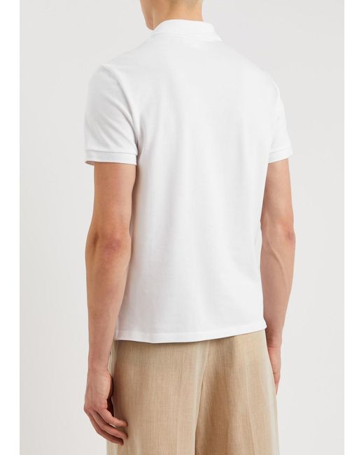 AMI White Logo-Embroidered Piqué Cotton Polo Shirt for men