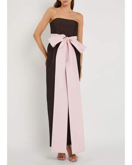 BERNADETTE Black Lina Bow-Embellished Taffeta Maxi Dress