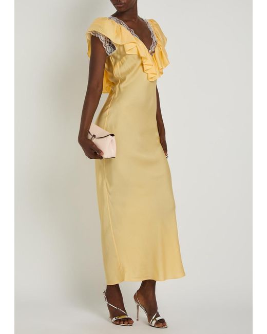 Ronny Kobo Metallic Gracie Lace-Trim Silk-Blend Maxi Dress