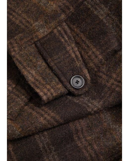 Oliver Spencer Brown Staunton Checked Belted Wool Coat for men