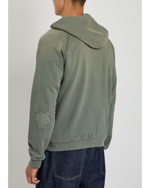 Acne Gray Logo Hooded Zip-Through Cotton Sweatshirt for men