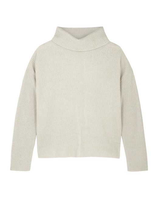 Eileen Fisher White Chenille Roll-neck Jumper