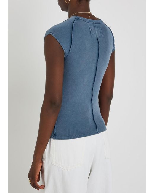 Free People Blue Ever Had Ribbed Stretch-Cotton T-Shirt
