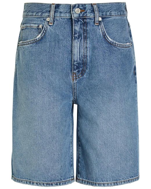 Anine Bing Blue Jasper Wide-Leg Shorts