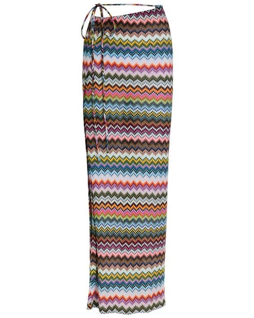 Missoni Multicolor Zigzag Metallic-Knit Cover-Up Midi Skirt