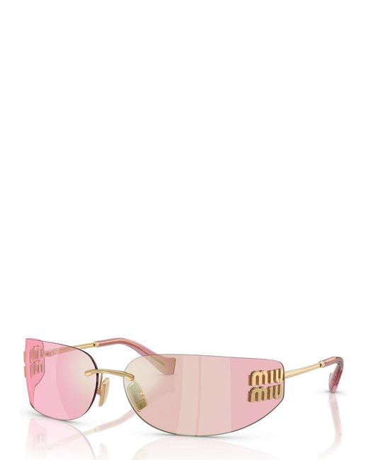 Miu Miu Pink Aube Wrap-Around Sunglasses