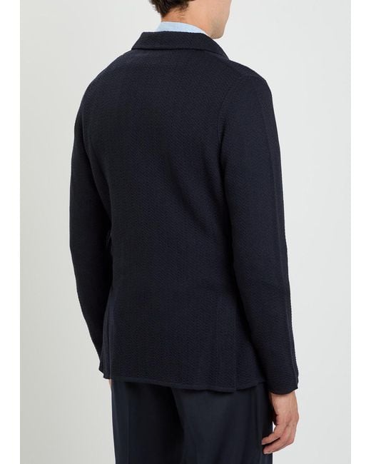 Lardini Blue Double-Breasted Wool Blazer for men