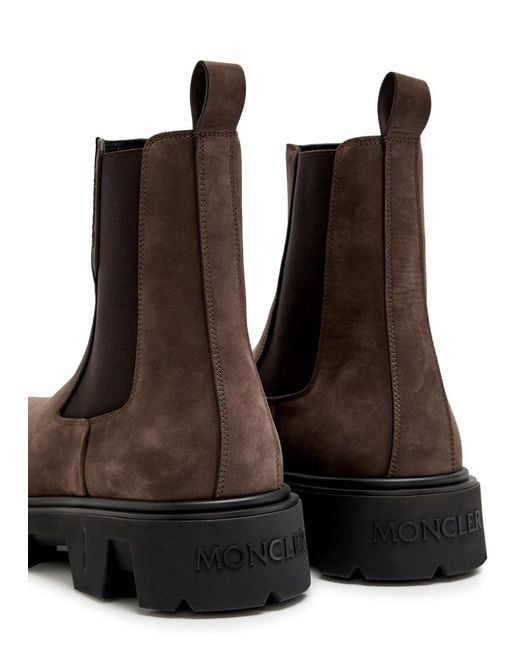 Moncler Brown Peak City Suede Chelsea Boots for men