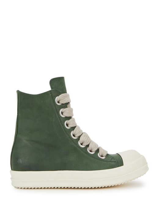 Rick Owens Green Leather Hi-top Sneakers for men