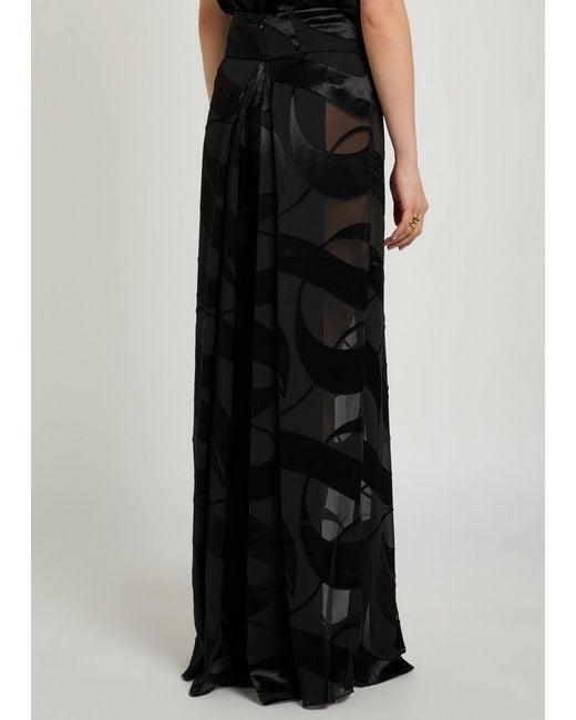 Delos Black Cybelle Devoré Georgette Trousers