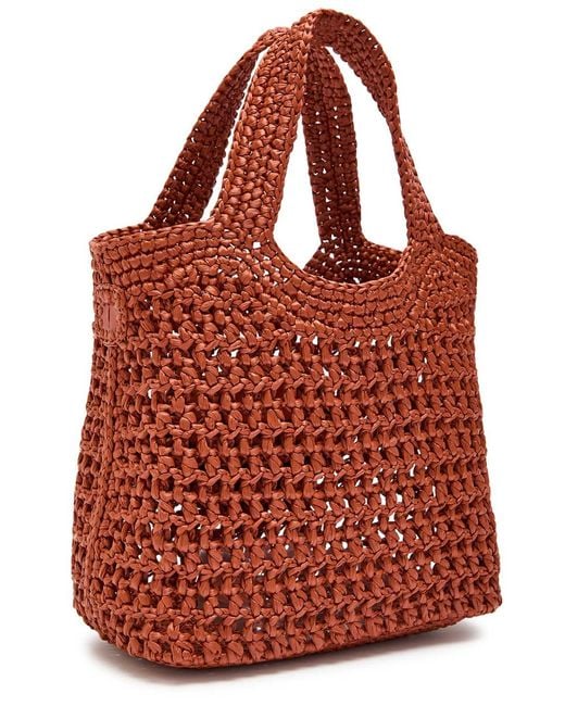 Tod's Red Manici Mini Raffia Top Handle Bag