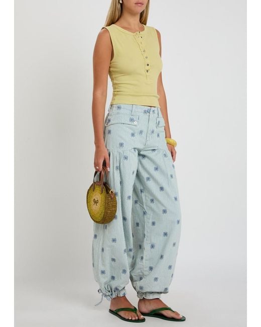 Free People Yellow Jamie Ribbed Stretch-Cotton Tank Top