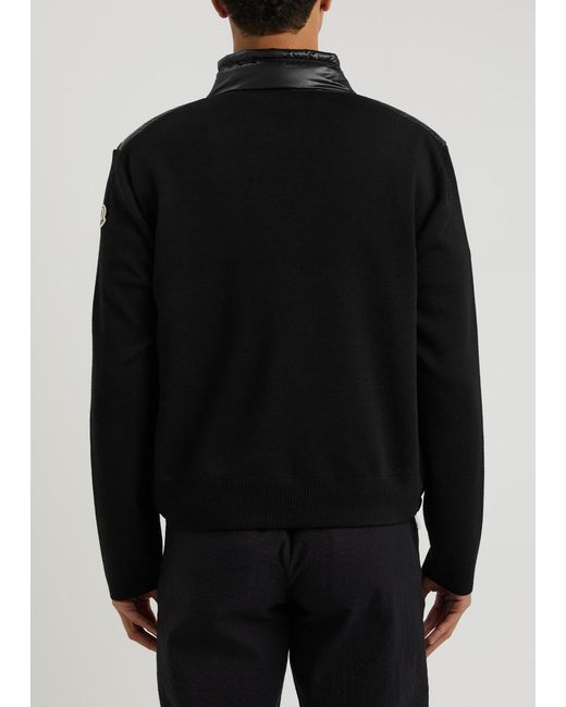 Moncler Black Quilted Nylon And Wool Jacket for men