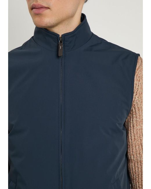 Tod's Blue High-Neck Stretch-Shell Gilet for men