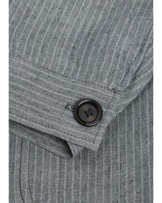Oliver Spencer Gray Pinstripe Cotton-Blend Blazer for men