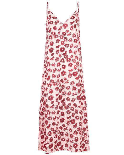 Desmond & Dempsey Red Chamomile Floral-Print Cotton Night Dress