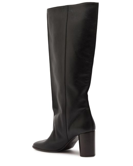 Lemaire Black Crease Sleeve 80 Leather Knee-High Boots
