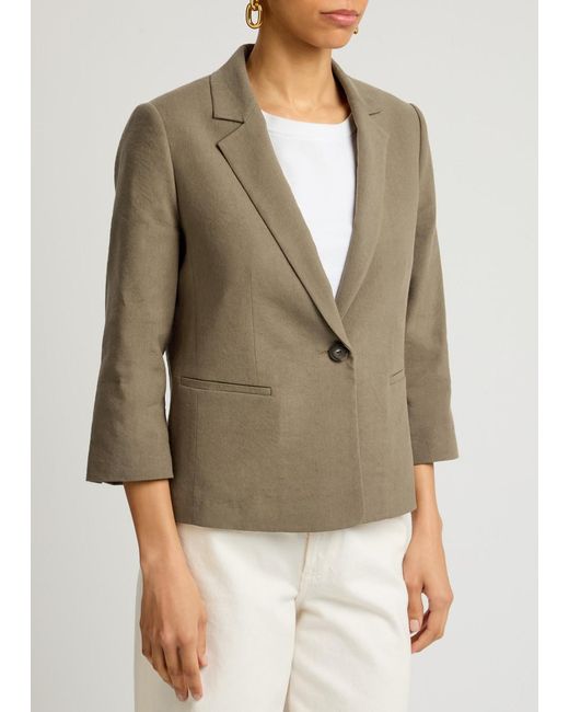 Vince Natural Shrunken Linen-Blend Blazer