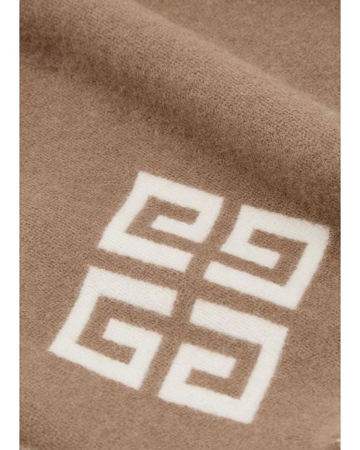 Givenchy Brown 4g Logo-intarsia Wool Scarf