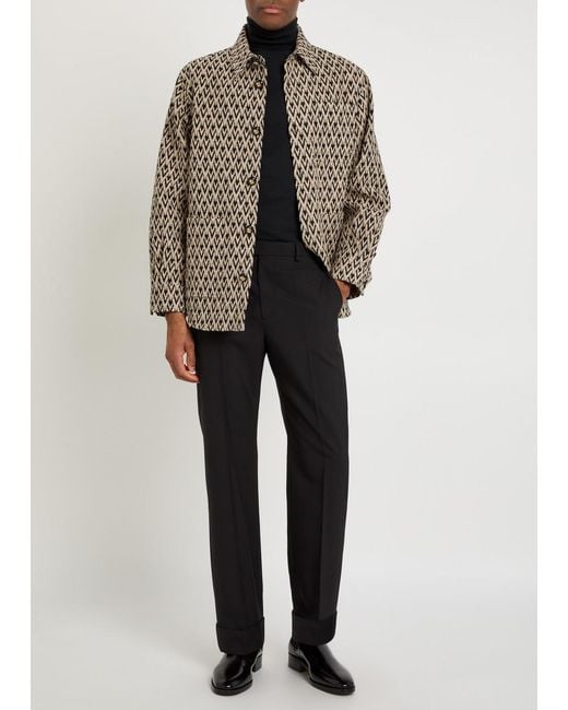 Valentino Garavani Brown Chevron Cotton And Silk-Blend Overshirt for men