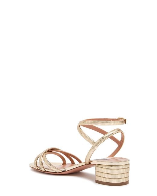Aquazzura Natural Heatwave 35 Ribbed Metallic Sandals