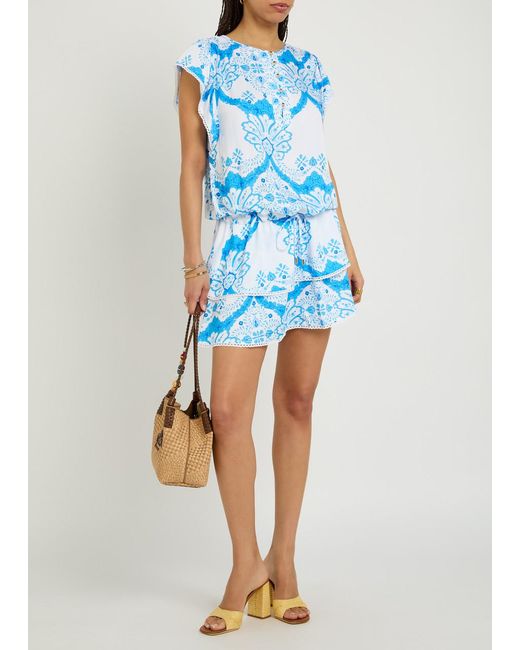 Melissa Odabash Blue Lenni Printed Woven Cover-Up