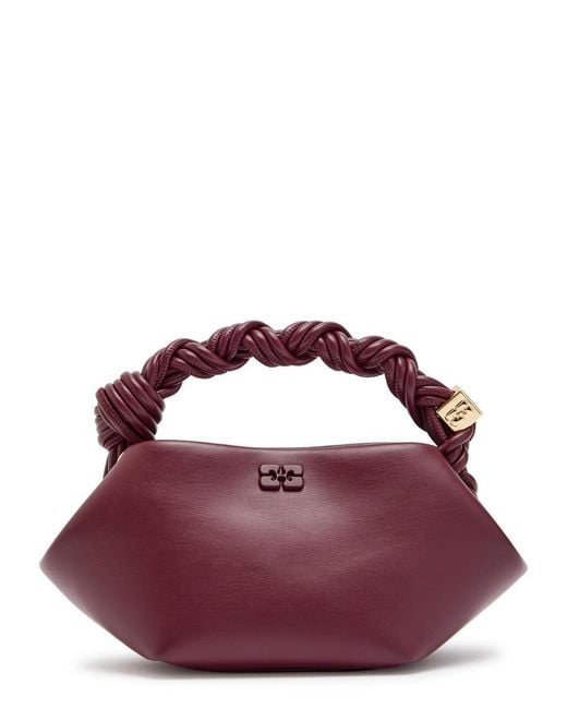 Ganni Purple Bou Mini Leather Top Handle Bag