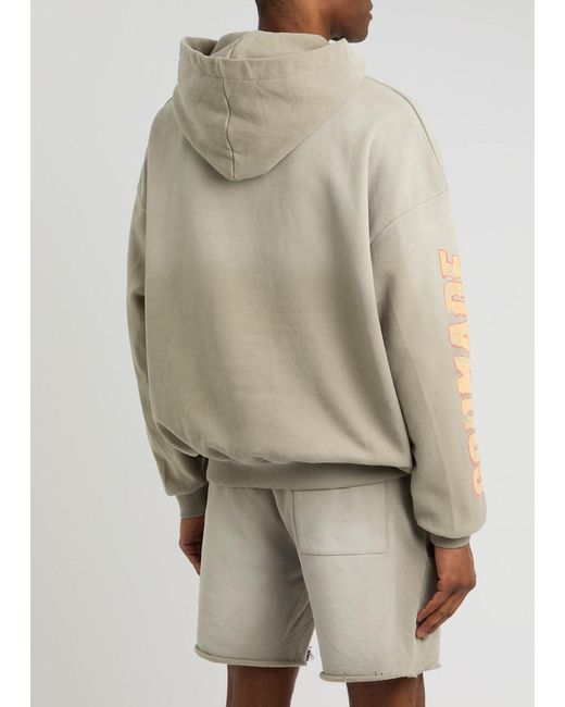 God Made Gray Fire Logo-Print Hooded Cotton Sweatshirt for men
