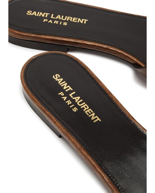 Saint Laurent Brown Tribute Python-effect Leather Sliders