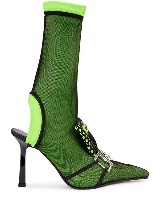Ancuta Sarca Lima 95 Black And Green Mesh Ankle Boots