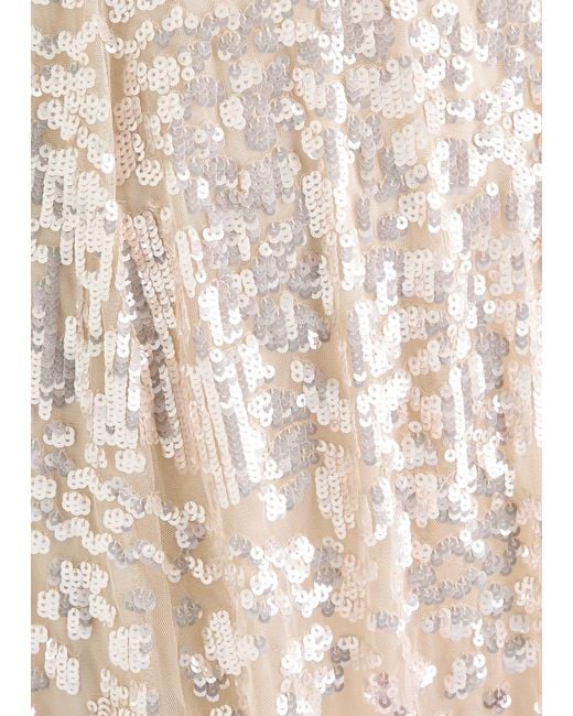 Needle & Thread Natural Angeline Sequin-Embellished Tulle Gown