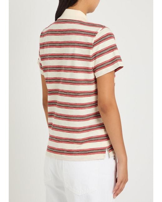 Moncler Red Striped Cotton Polo Shirt