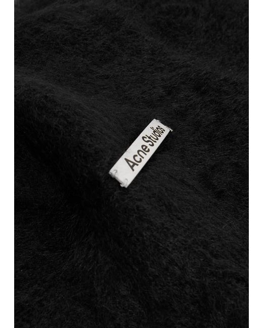 Acne Black Hooded Brushed Mohair-Blend Scarf